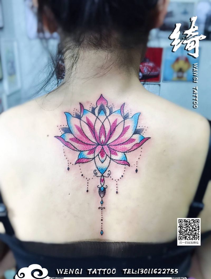 莲之梵花纹身图片_彩色梵花纹身图案