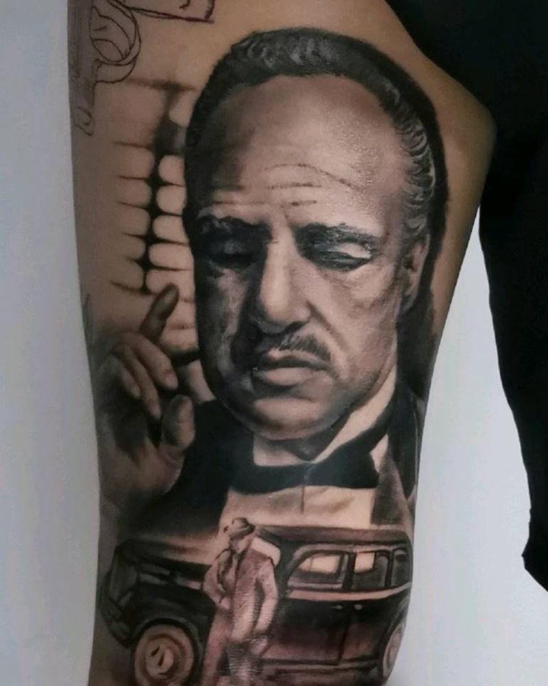 教父纹身图片_脚部纹身图案