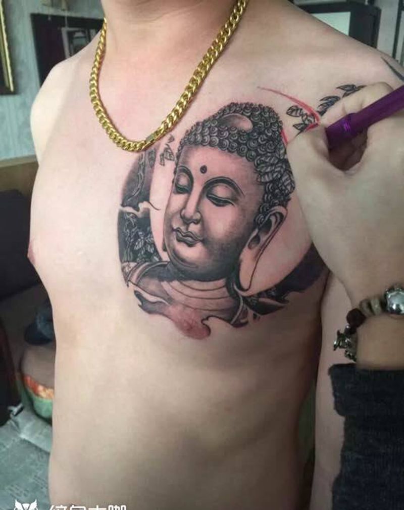 佛纹身图片_成品背部传统原创手稿纹身图案