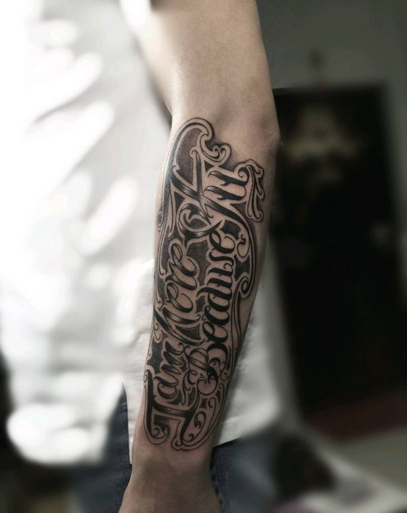 花体英文纹身图片_手臂花体字纹身图案