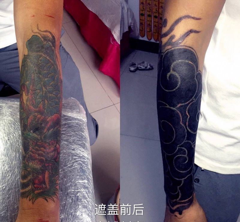 祥云纹身 牡丹纹身纹身图片_成品手臂传统图腾植物原创纹身图案