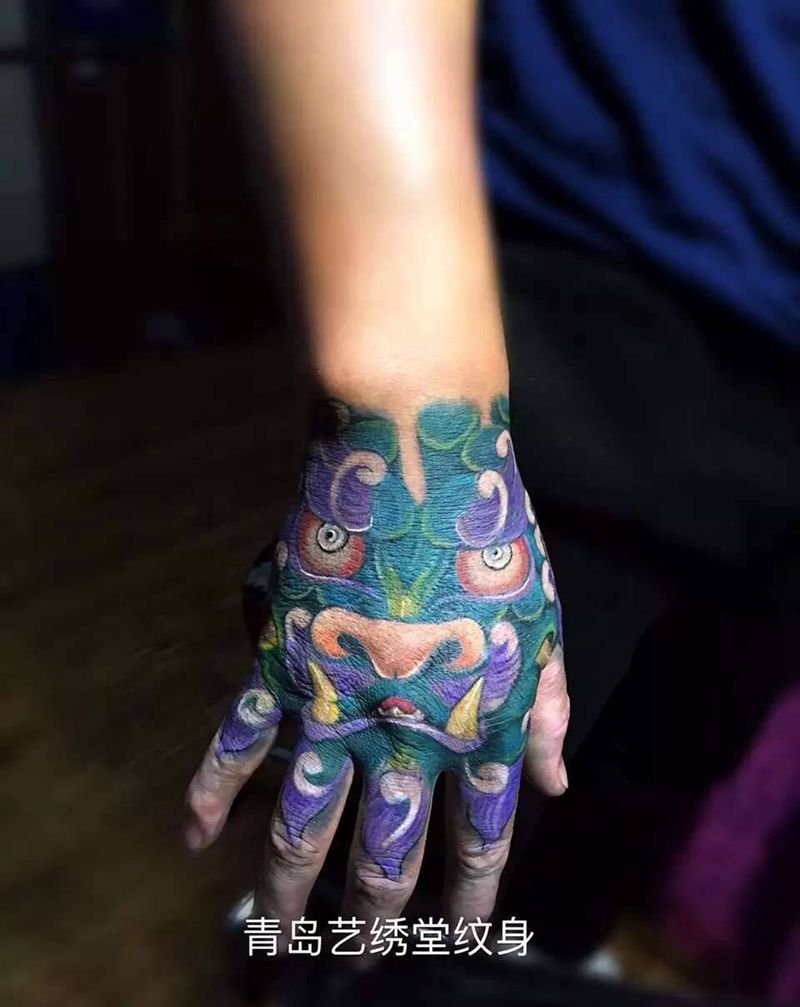 唐狮子纹身图片