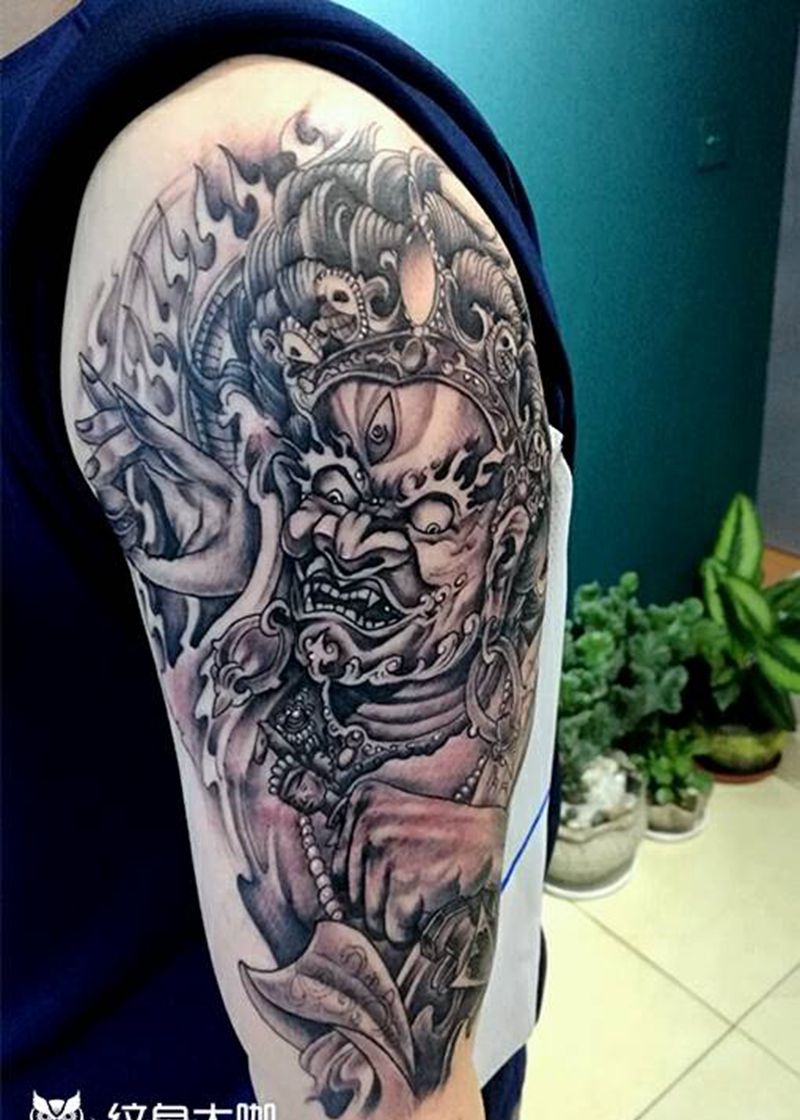 大臂纹身纹身图片_手臂传统鬼神宗教青岛FV成品纹身图案
