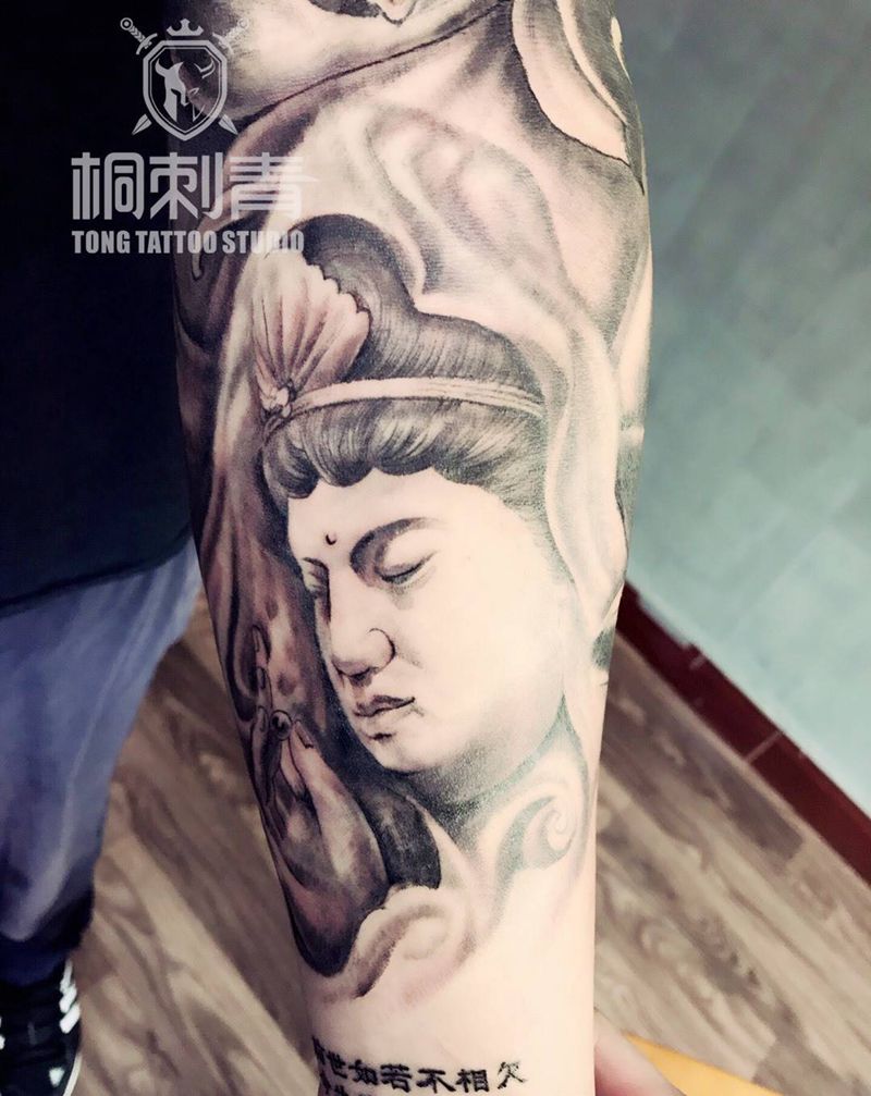 观音纹身图片_手臂传统肖像宗教人物成品纹身图案