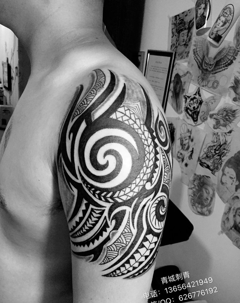 图腾纹身纹身图片_成品手臂传统几何图腾原创纹身图案