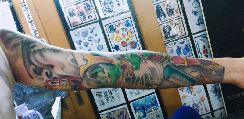 般若武士花臂纹身图片