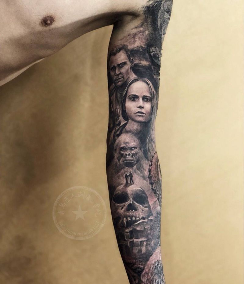 遮盖花臂内侧纹身图片_手臂欧美写实肖像纹身图案