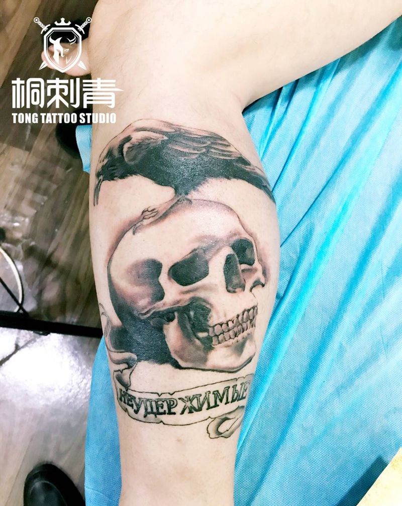 敢死队纹身图片_成品欧美动物腿部纹身图案