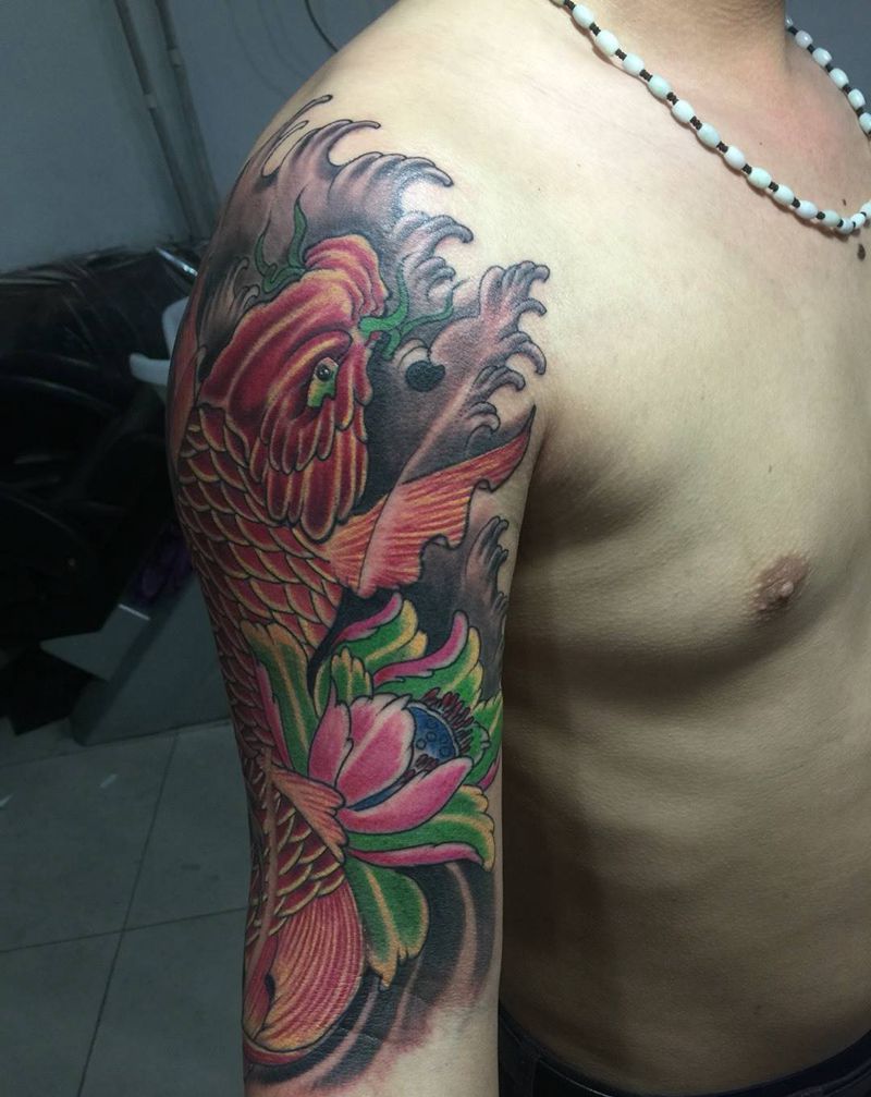 大臂鲤鱼（老店作品）纹身图片