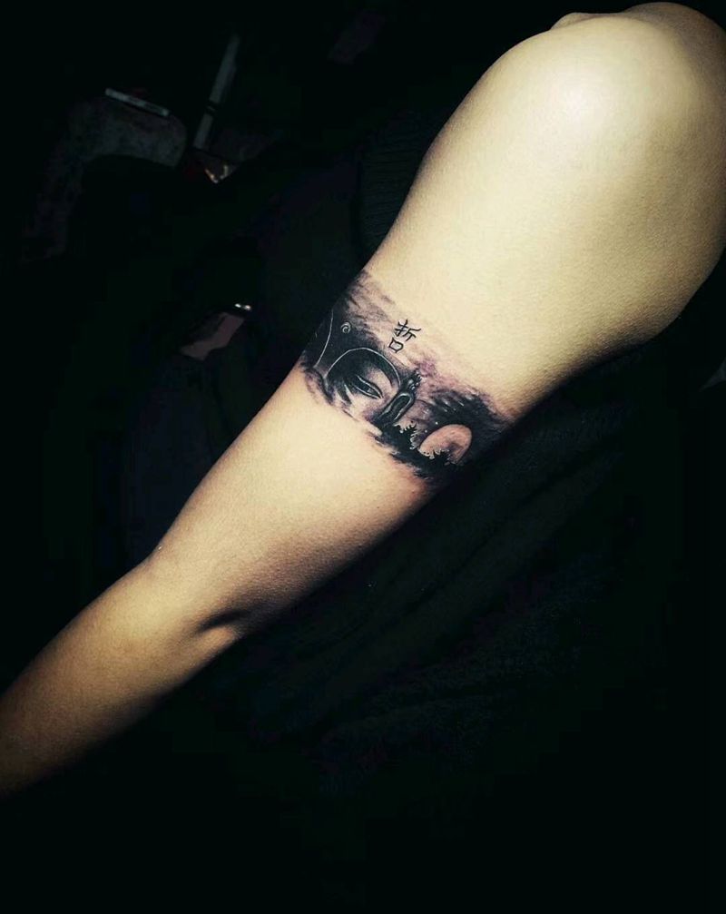 臂环纹身图片_手臂新传统佛纹身图案