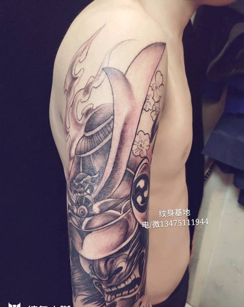 鬼武士纹身图片