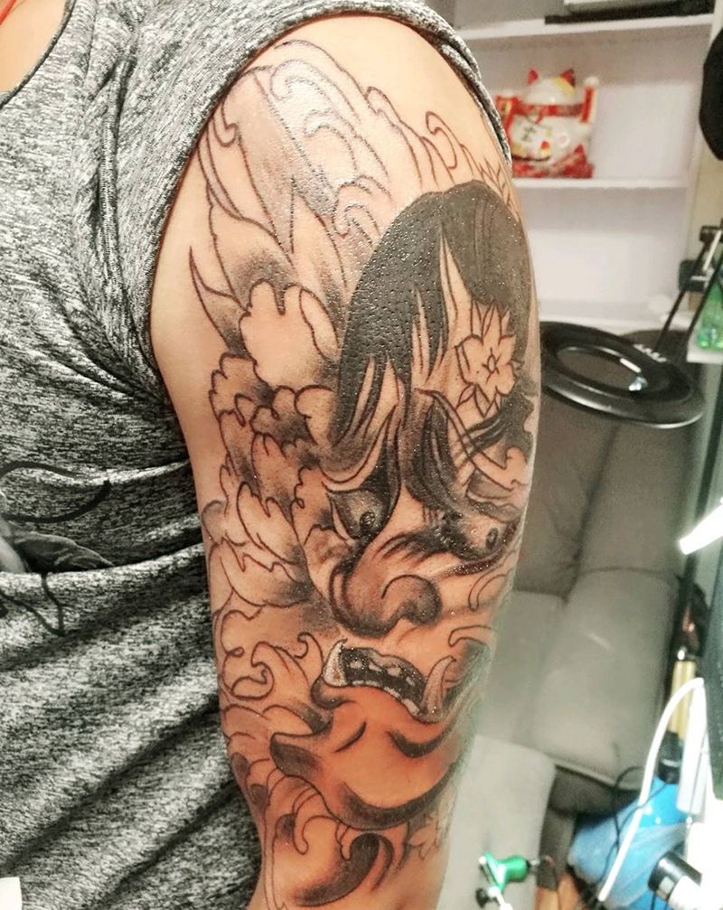 大臂般若纹身图片