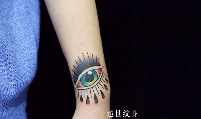 眼睛纹身图片_手臂手部New School纹身图案