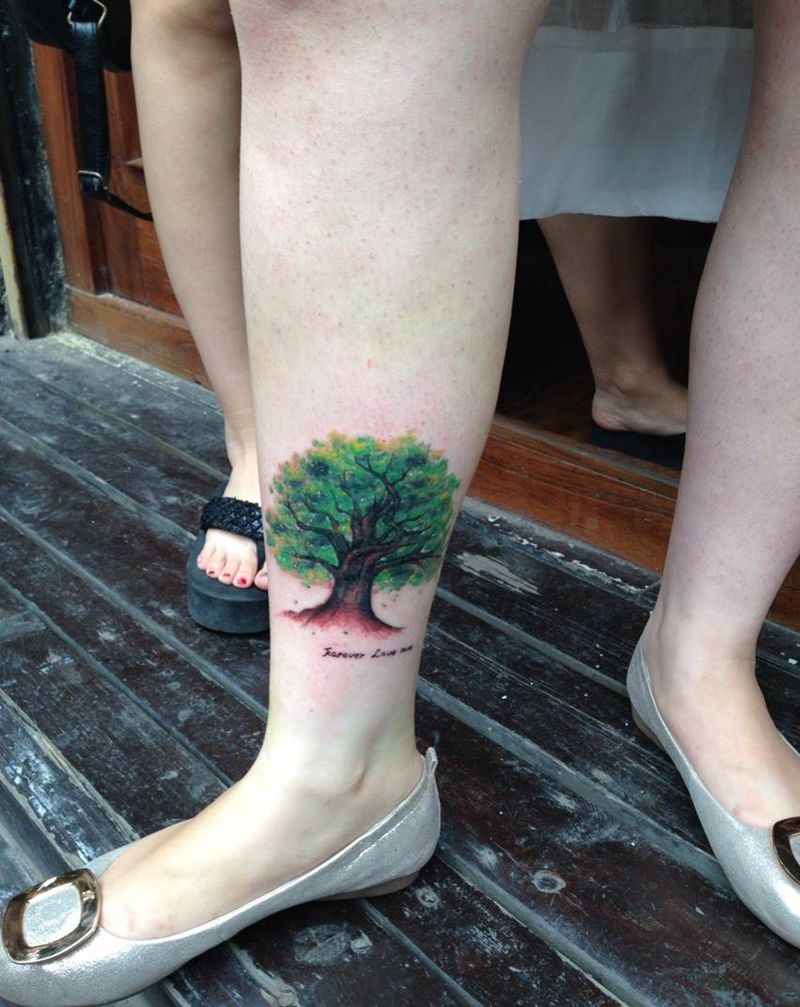 小树遮盖纹身图片