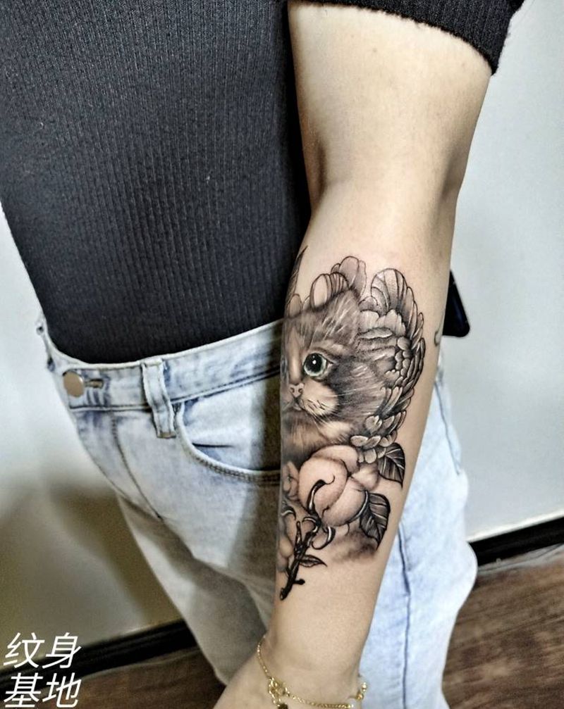 猫纹身图片_欧美写实纹身图案