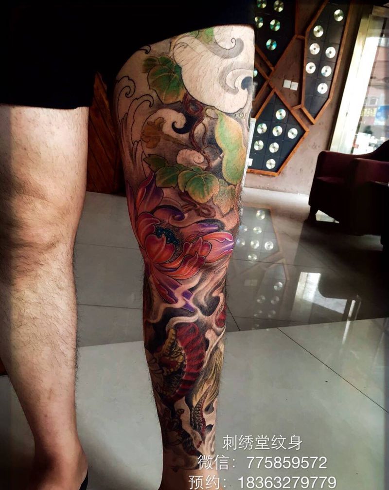 包腿纹身图片