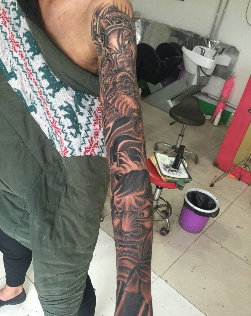 象神花臂（老店作品）纹身图片