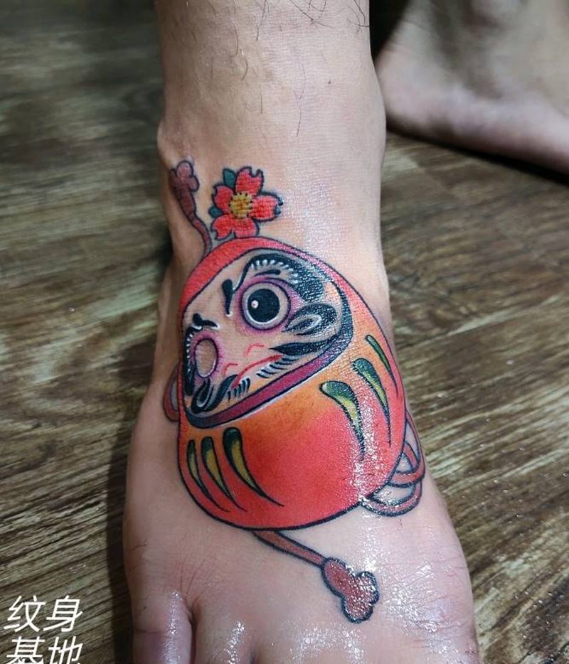 达摩花脚纹身图片_新传统纹身图案