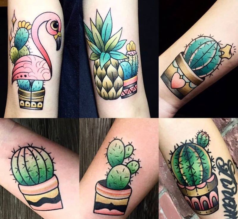 彩色植物纹身图片_欧美彩色new school贴纸动物纹身图案