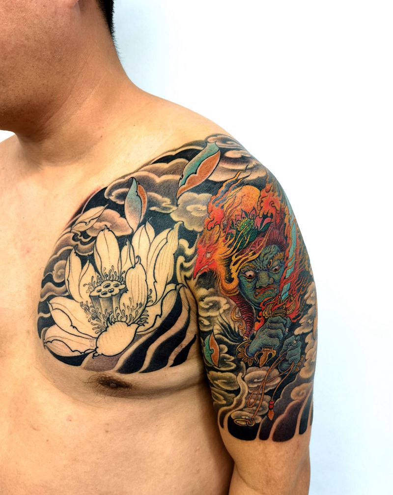 不动明王纹身图片_手臂新传统纹身图案