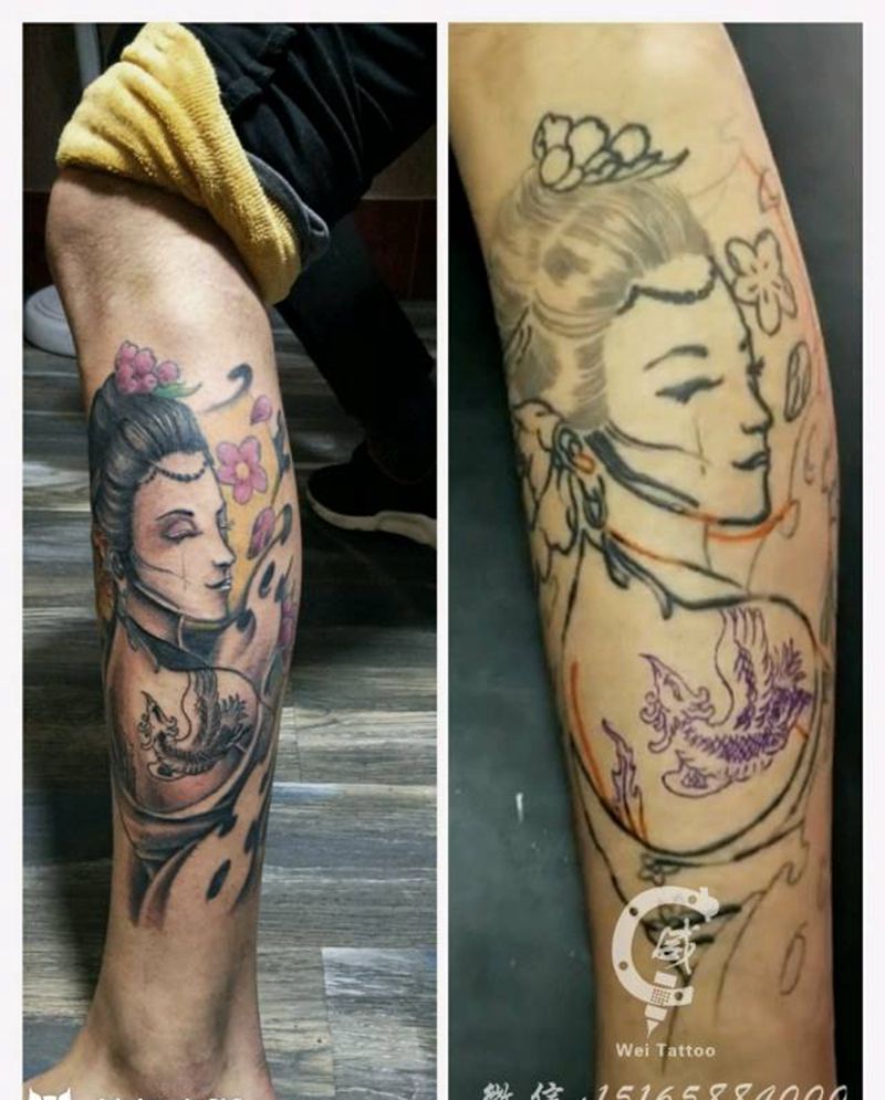 修改艺妓纹身图片