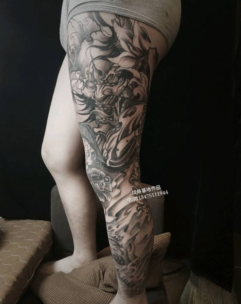 花腿，完工纹身图片