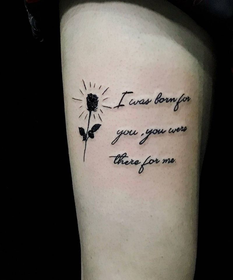 英文纹身图片_成品腿部清新字符植物纹身图案