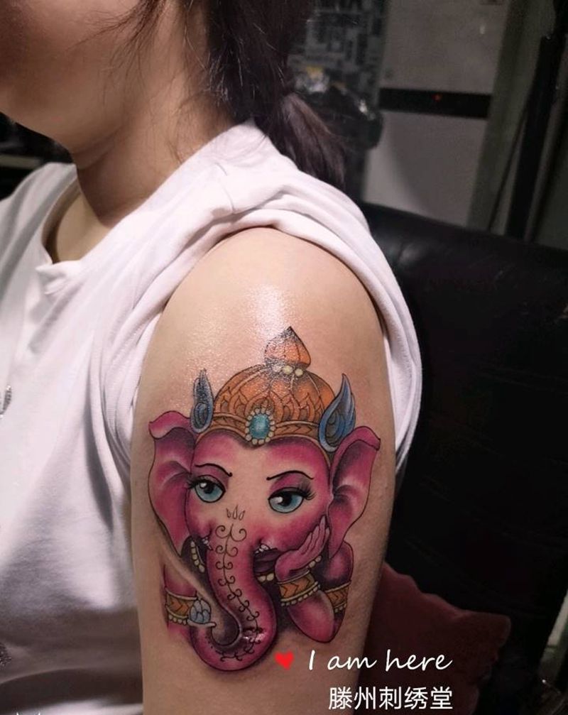 小象纹身图片_手臂新传统纹身图案