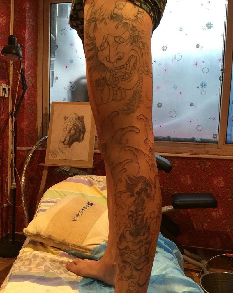 花腿添加纹身图片