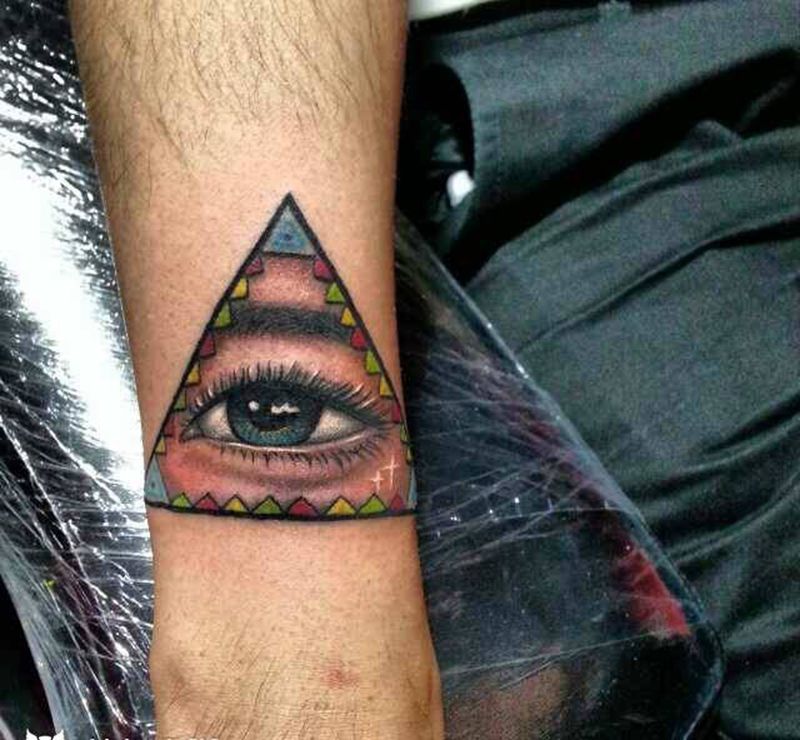 上帝之眼纹身图片_成品原创欧美手臂几何纹身图案