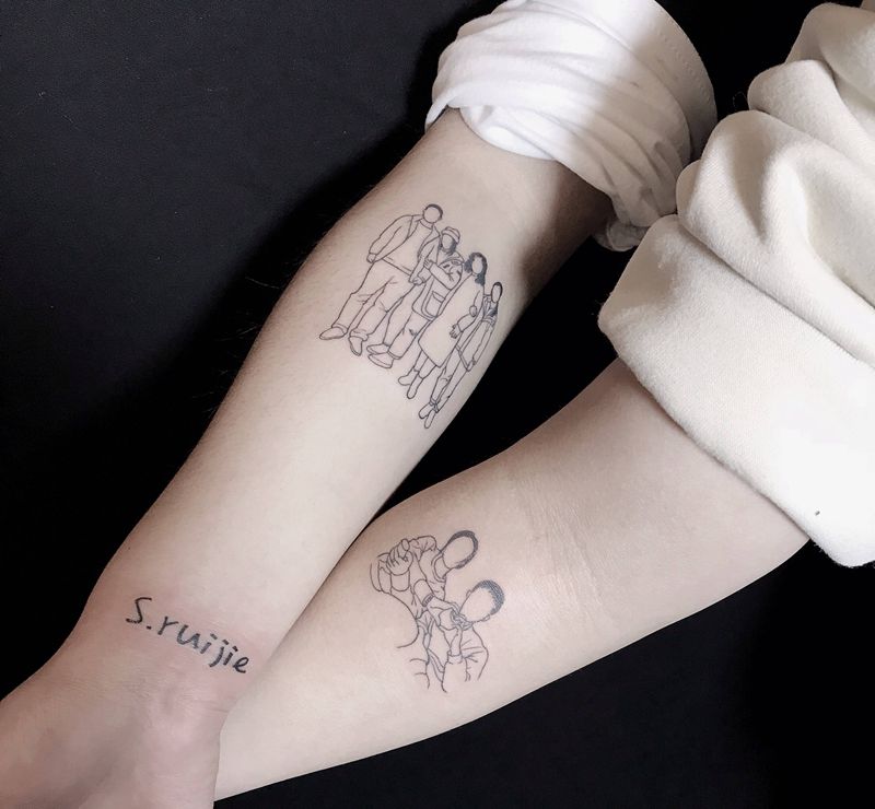 回忆纹身图片_手臂几何线条纹身图案