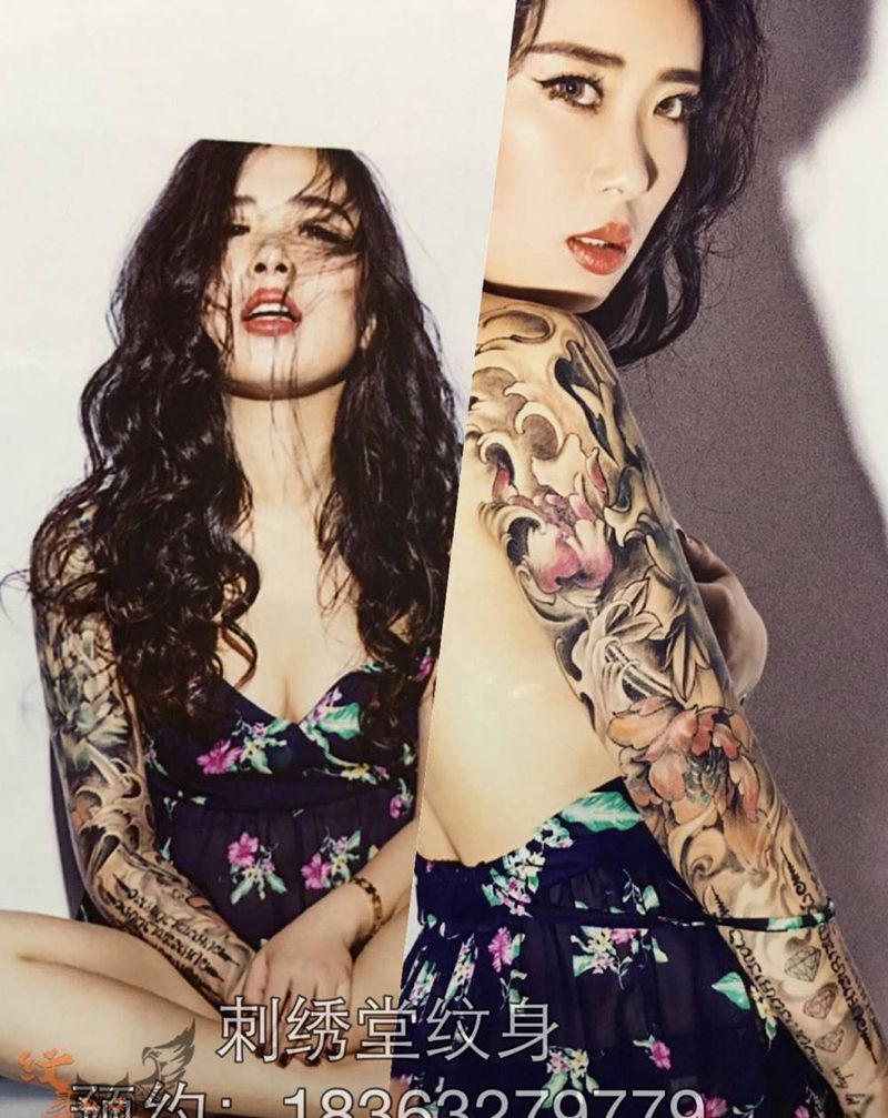 女神花臂纹身图片