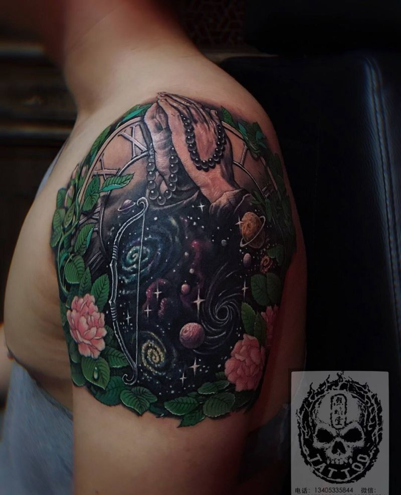 无尽的爱纹身图片_成品肩部欧美遮盖作品原创纹身图案