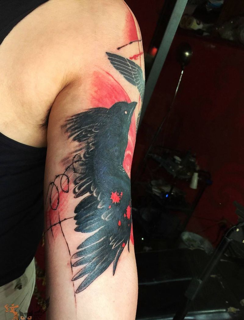 遮盖 小丑纹身图片_成品肩部手臂欧美原创遮盖作品字符几何动物宗教纹身图案