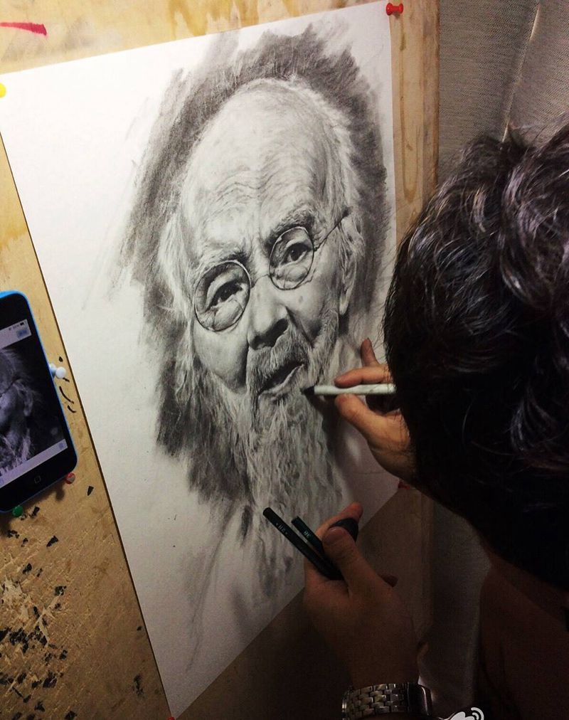 练习一下素描头像纹身图片