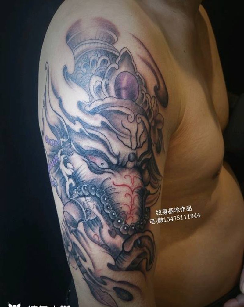 象神，大臂纹身图片