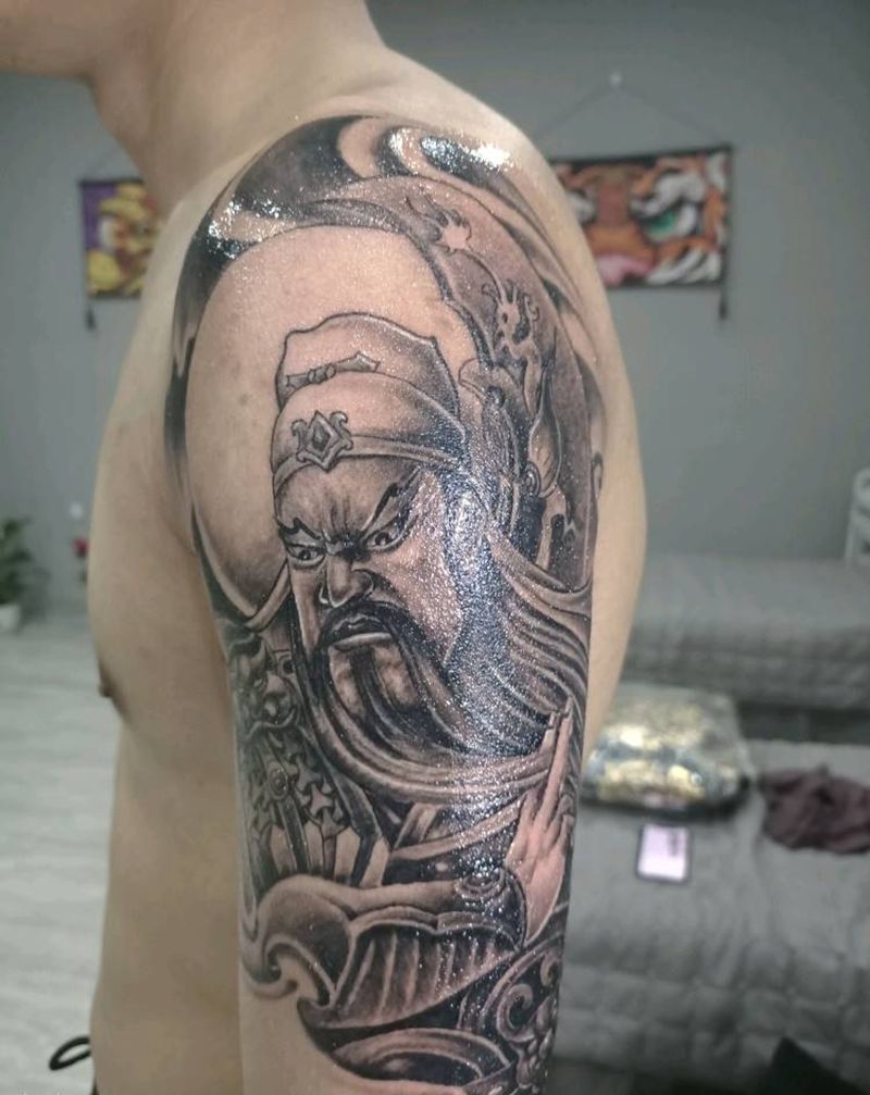 二爷纹身图片_手臂纹身图案