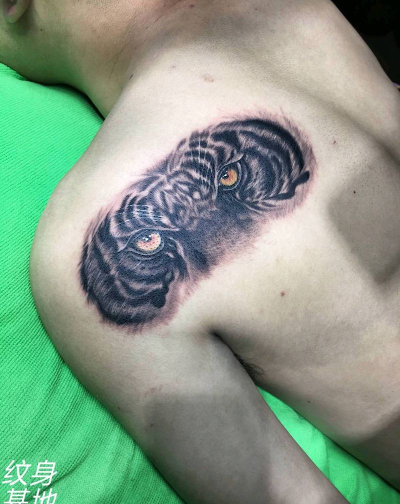 写实老虎纹身图片_欧美写实纹身图案