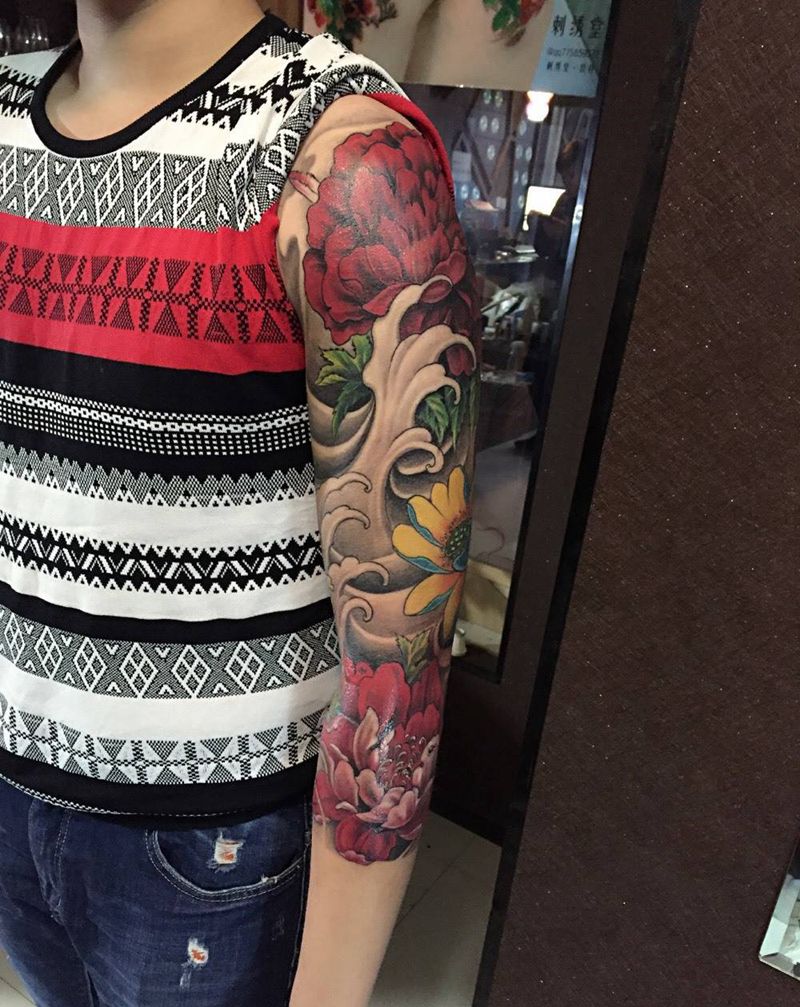 传统花臂纹身图片