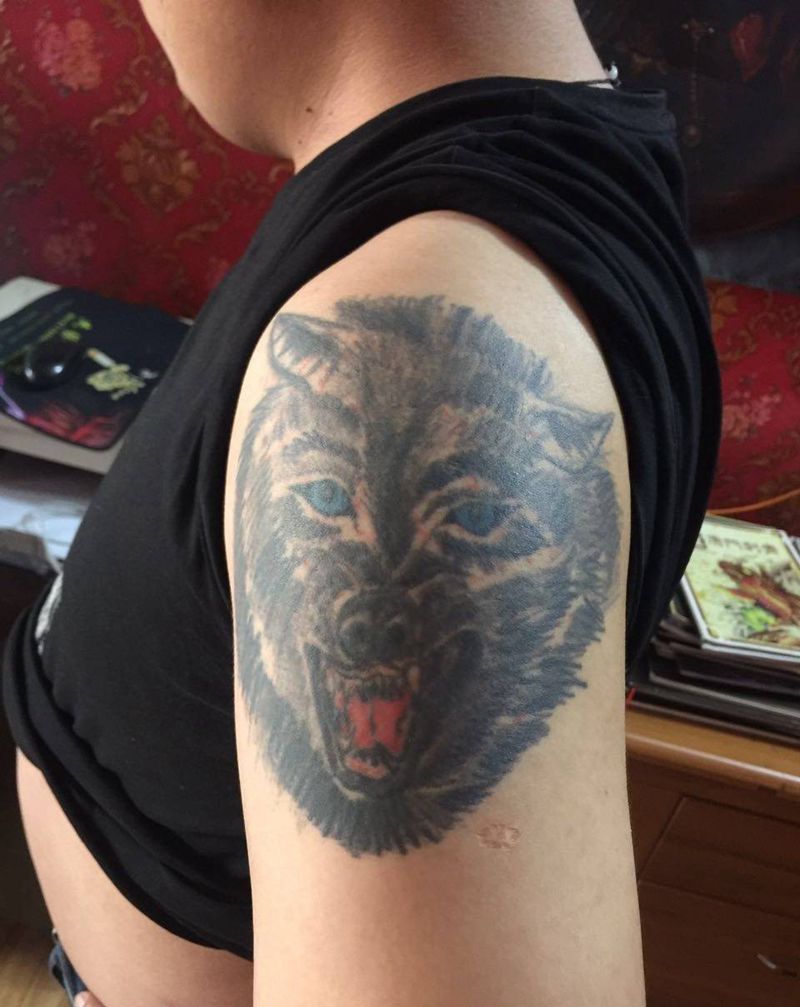 遮盖老狼未完纹身图片