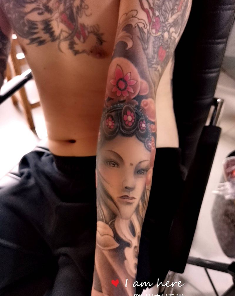 艺伎纹身图片_手臂新传统纹身图案