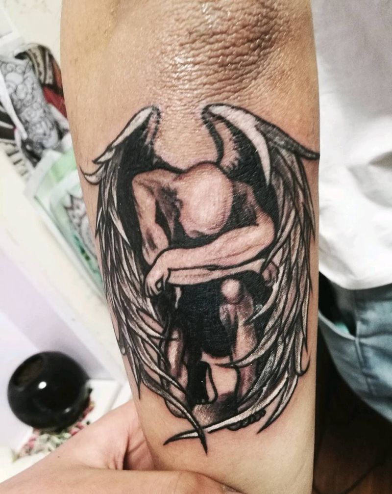 堕落天使 遮盖疤痕纹身图片