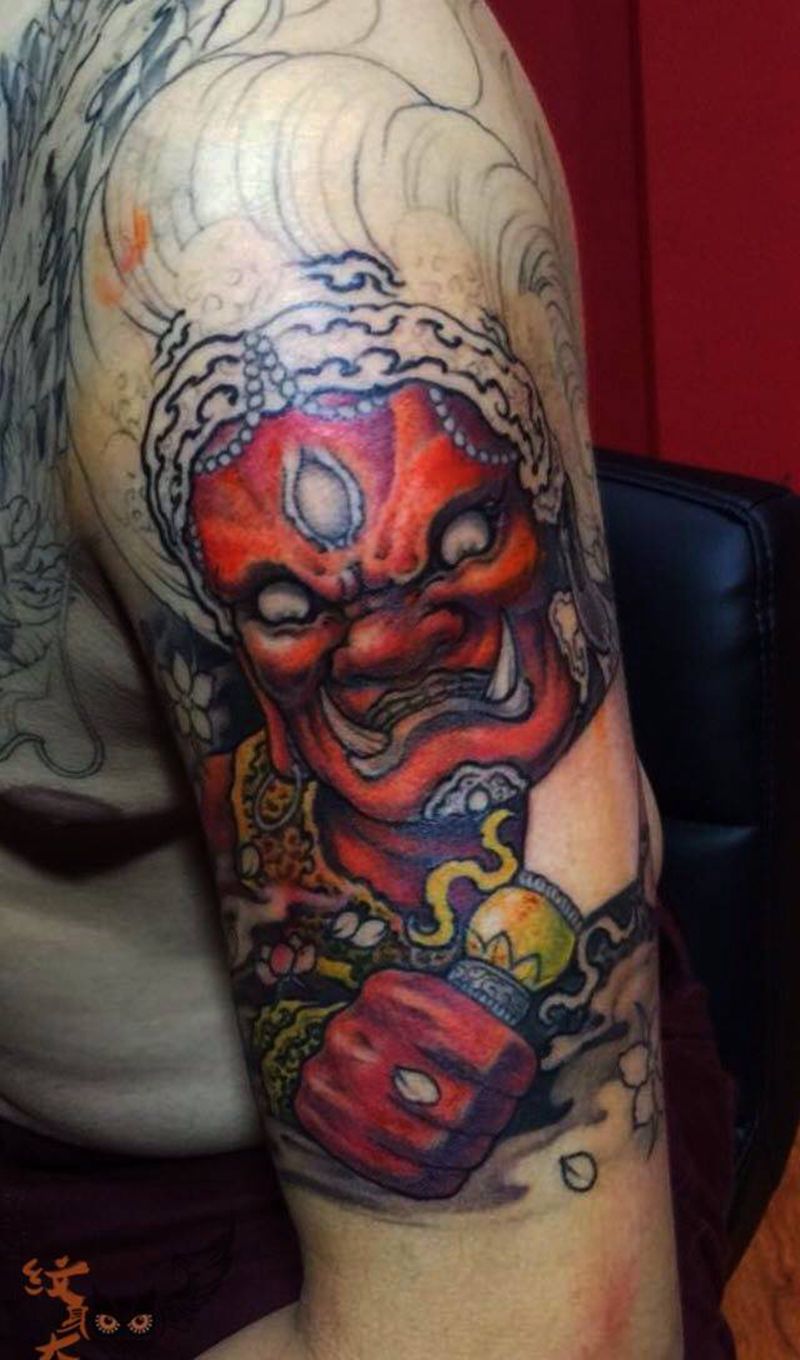 玛哈嘎拉纹身图片_传统原创肩部纹身图案