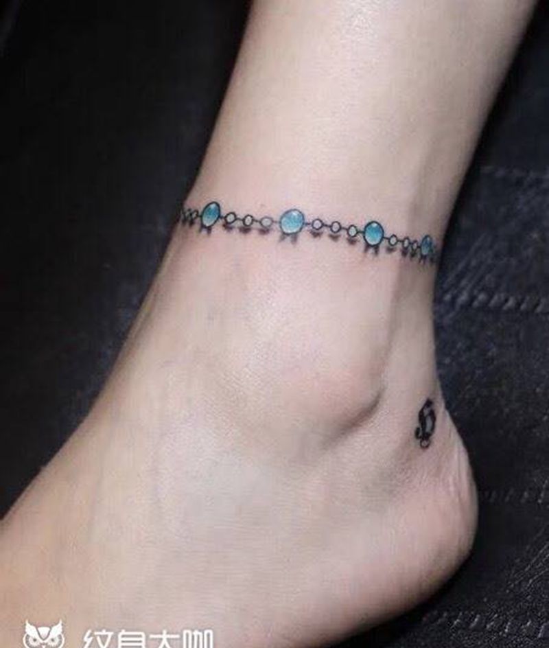 推荐一组脚踝纹身纹身图片_腿部脚部成品传统欧美清新图腾植物脚踝纹身图案