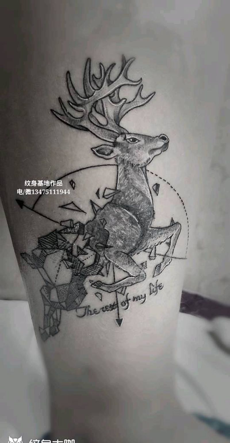 几何鹿纹身图片