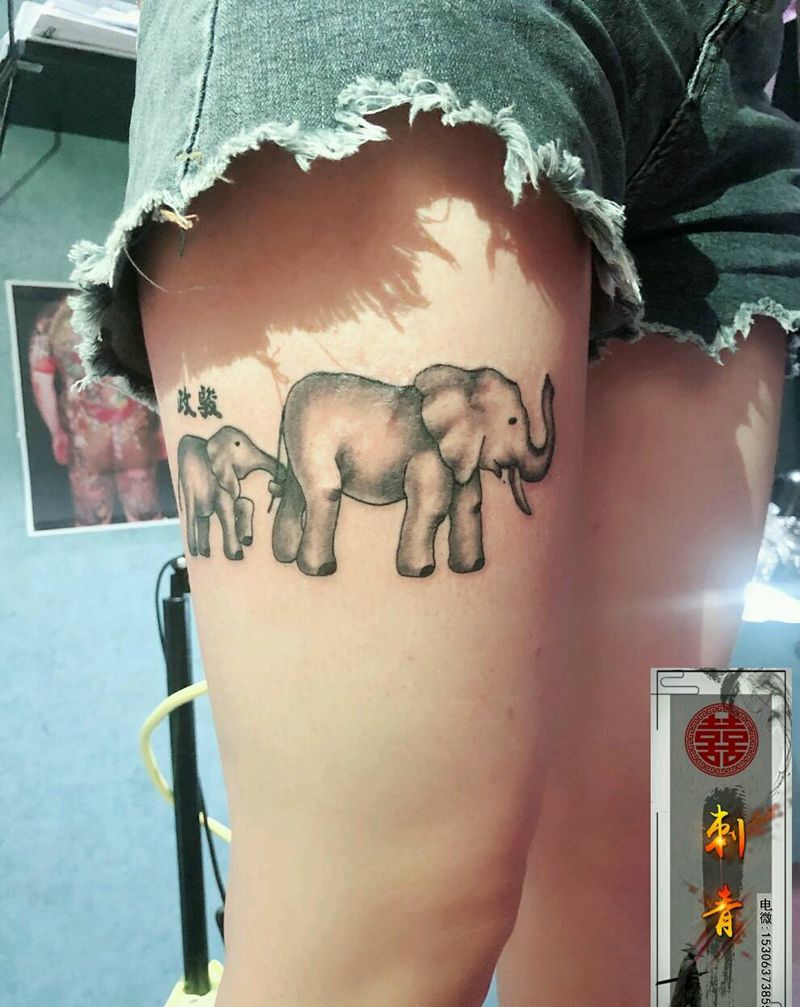 象纹身图片_腿部Old SchoolNew School纹身图案