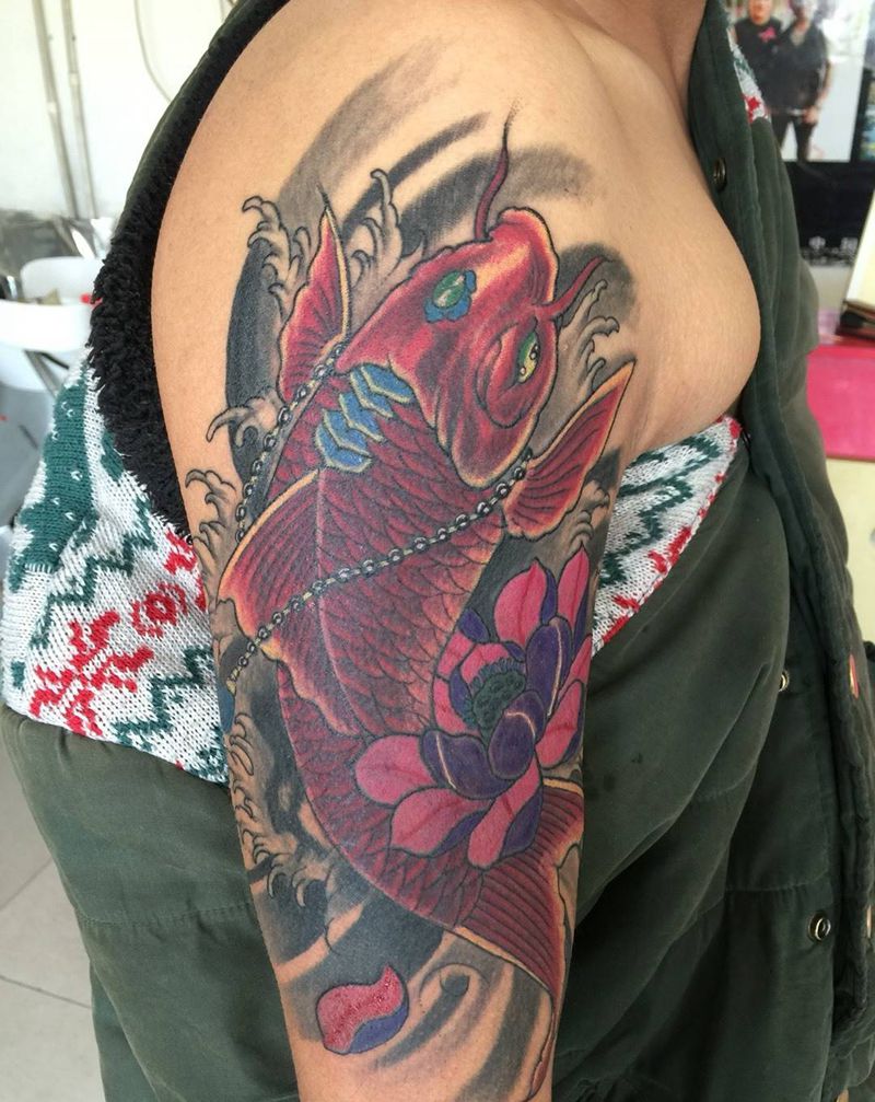 鲤鱼遮盖（老店作品）纹身图片