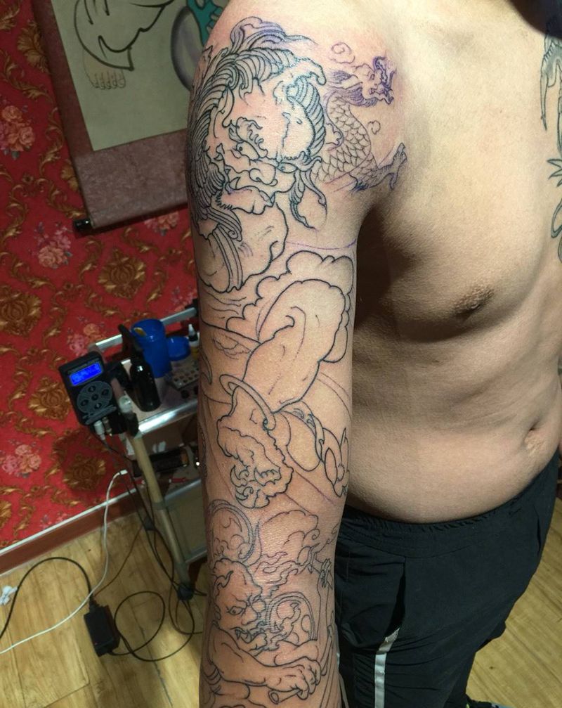 传统花臂纹身图片