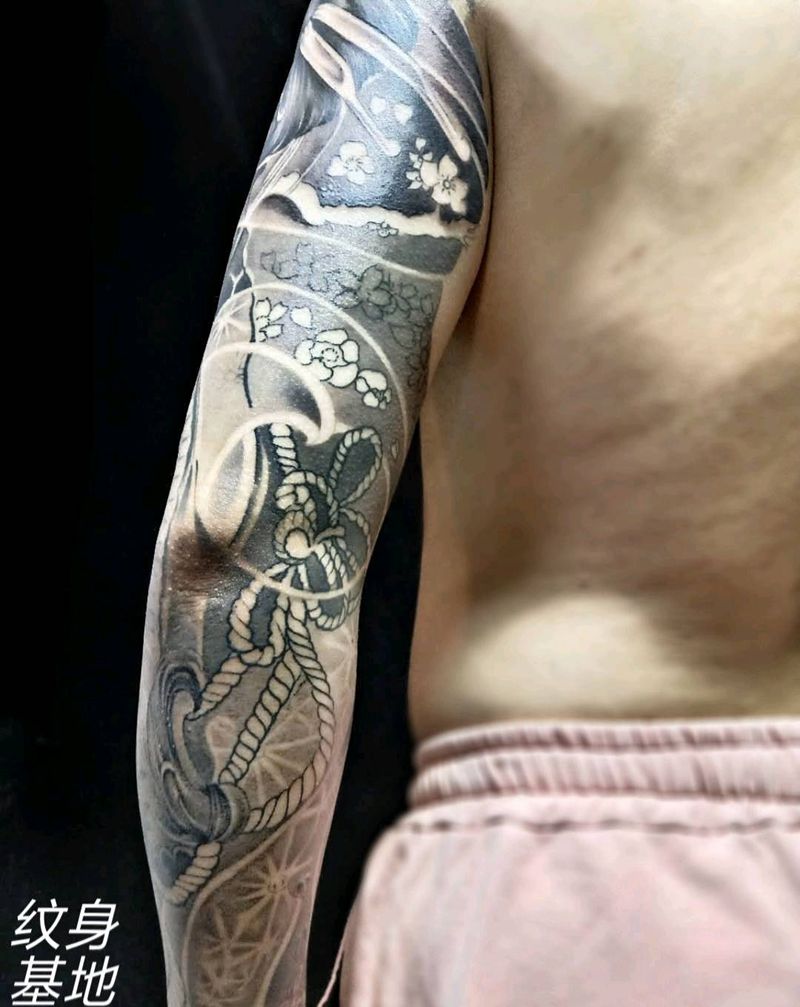 艺伎主题花臂纹身图片_老传统纹身图案