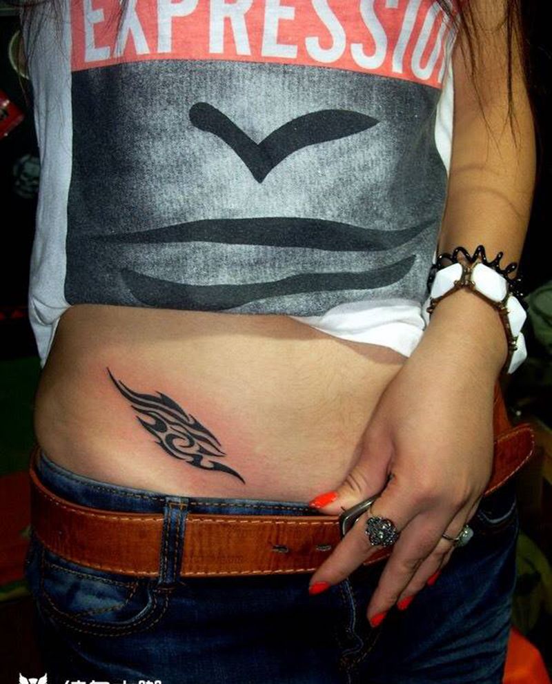 情侣图腾纹身图片_成品腹部欧美图腾纹身图案